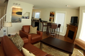 Living Room with a view of Discovery Passage in Campbell River, BC